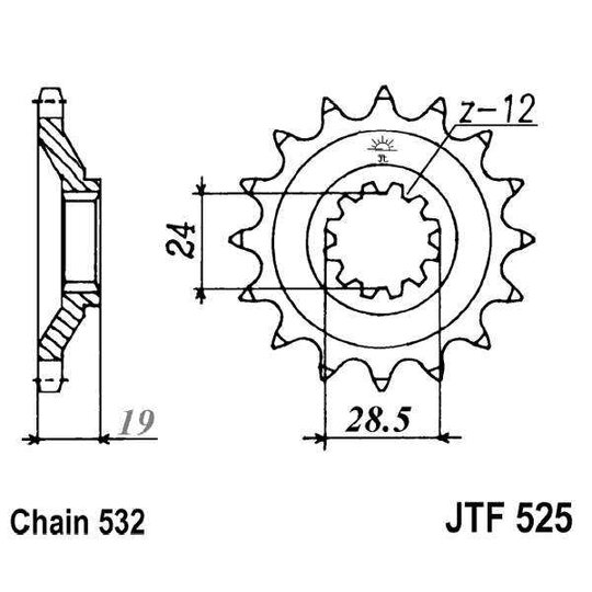 Reťazové koliečko JT JTF 525-17 17T, 532